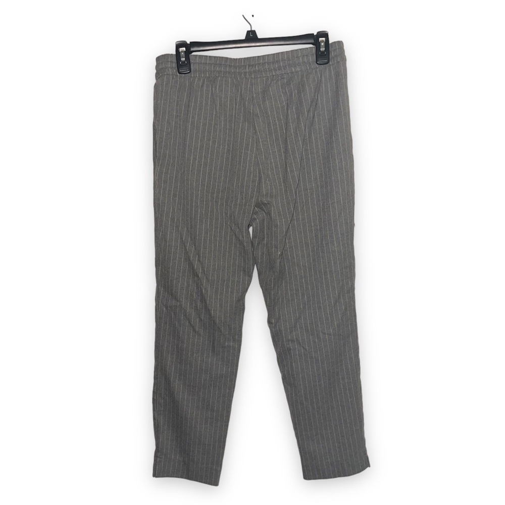 H&M Woman’s Grey & White Pin Stripe Stretchy Drawstring Straight Leg Dress Pants - Picture 7 of 9